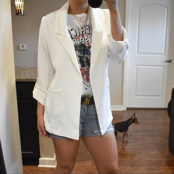 Jackets & Blazers - NEW ROLLED UP SLEEVE OPEN FRONT BLAZER